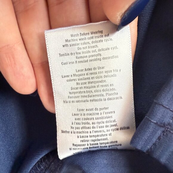 Elle Womens Navy Blue Medical Scrub Top Medium Side Zip Stretch Pockets Lightwei - Picture 7 of 7